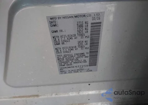 2017 Nissan Pathfinder Sv from USA, damaged, VIN 5N1DR2MN2HC627250